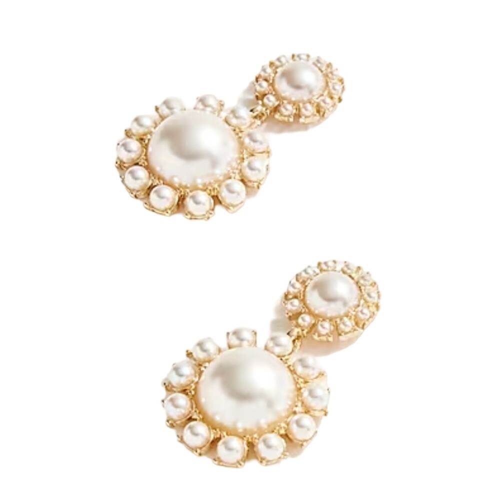 NWT J. Crew Gold Pearl Drop Elegant Earrings